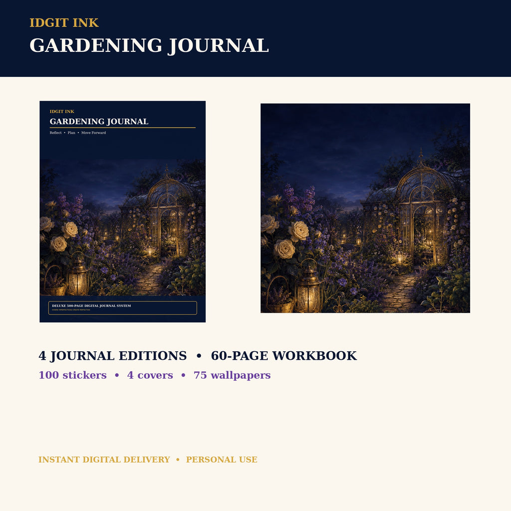 Idgit Ink Gardening digital journal — complete deluxe journal bundle overview