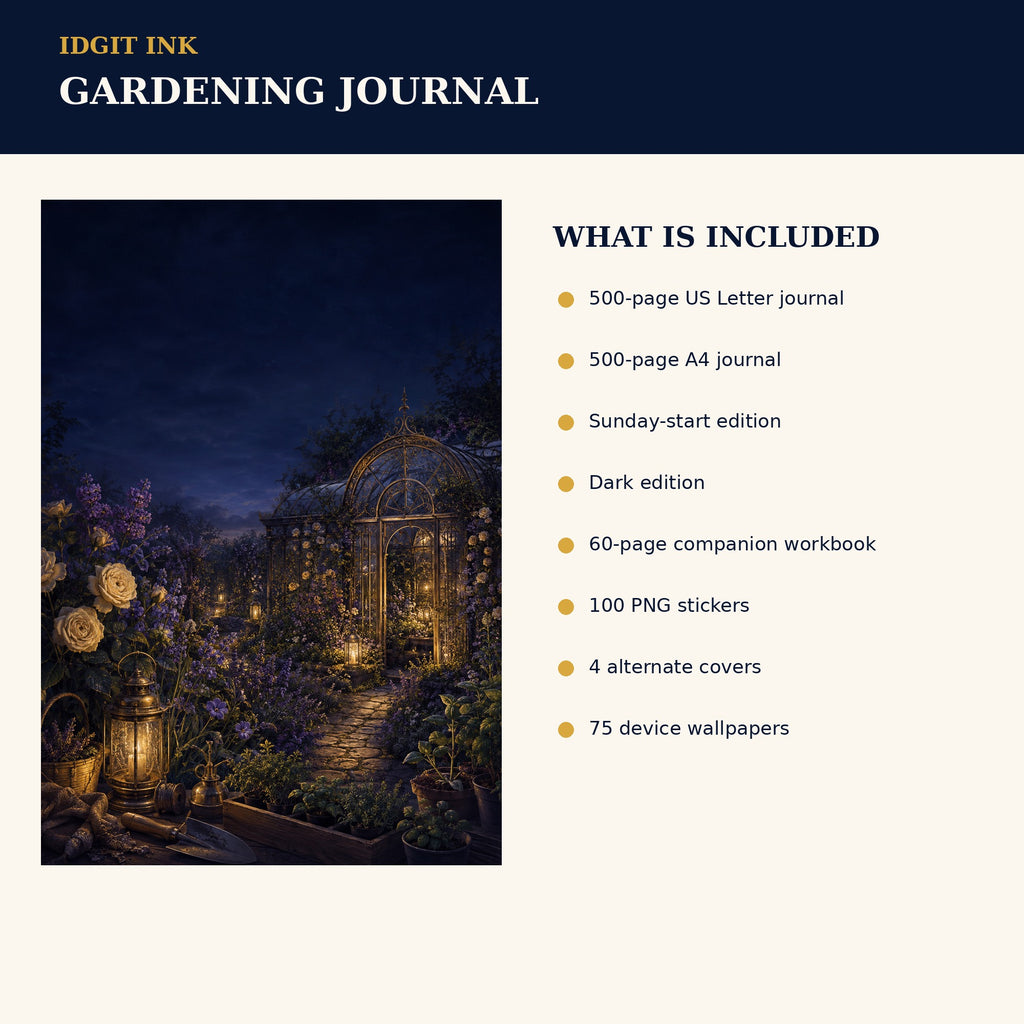 Idgit Ink Gardening digital journal — four alternate journal covers
