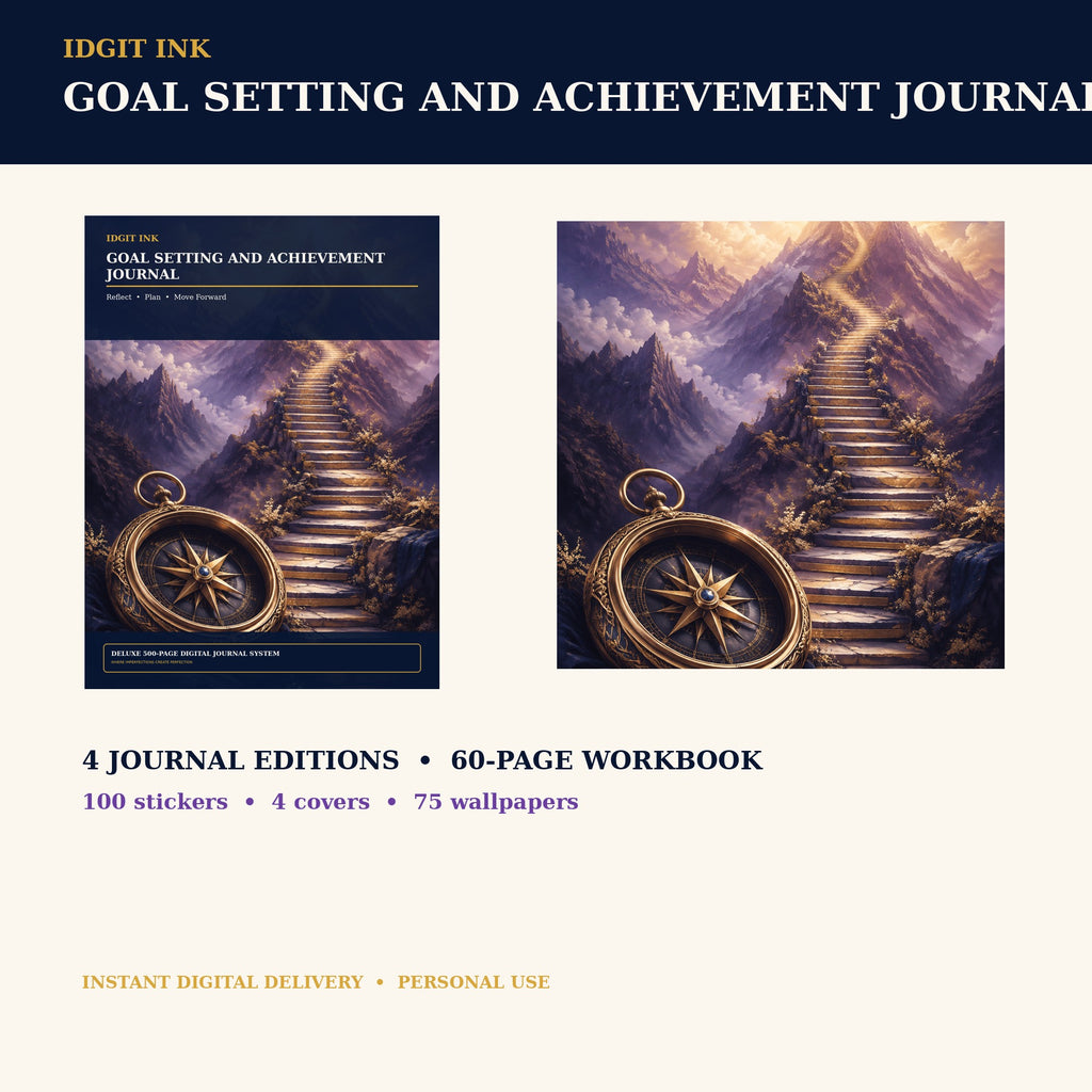 Idgit Ink Goal-Setting and Achievement digital journal — complete deluxe journal bundle overview