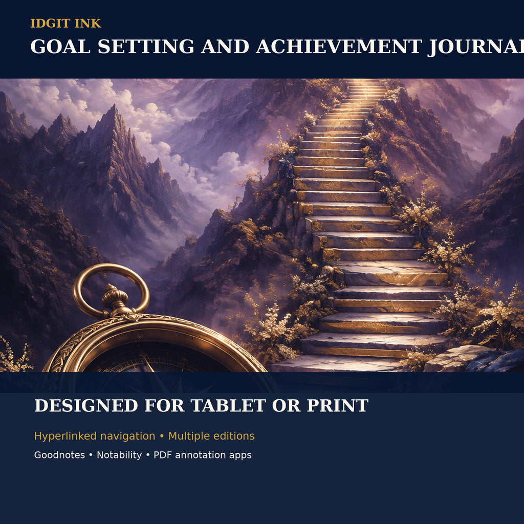 Idgit Ink Goal-Setting and Achievement digital journal — 100 PNG digital stickers preview