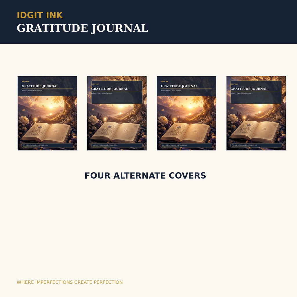 Idgit Ink Gratitude digital journal — four alternate journal covers
