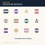 Idgit Ink Gratitude digital journal — 100 PNG digital stickers preview