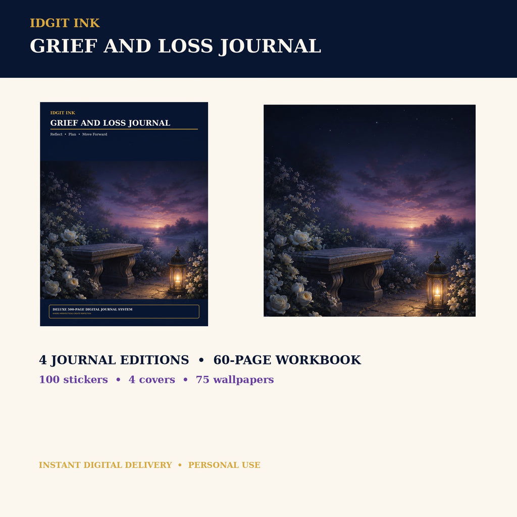 Idgit Ink Grief and Loss digital journal — complete deluxe journal bundle overview