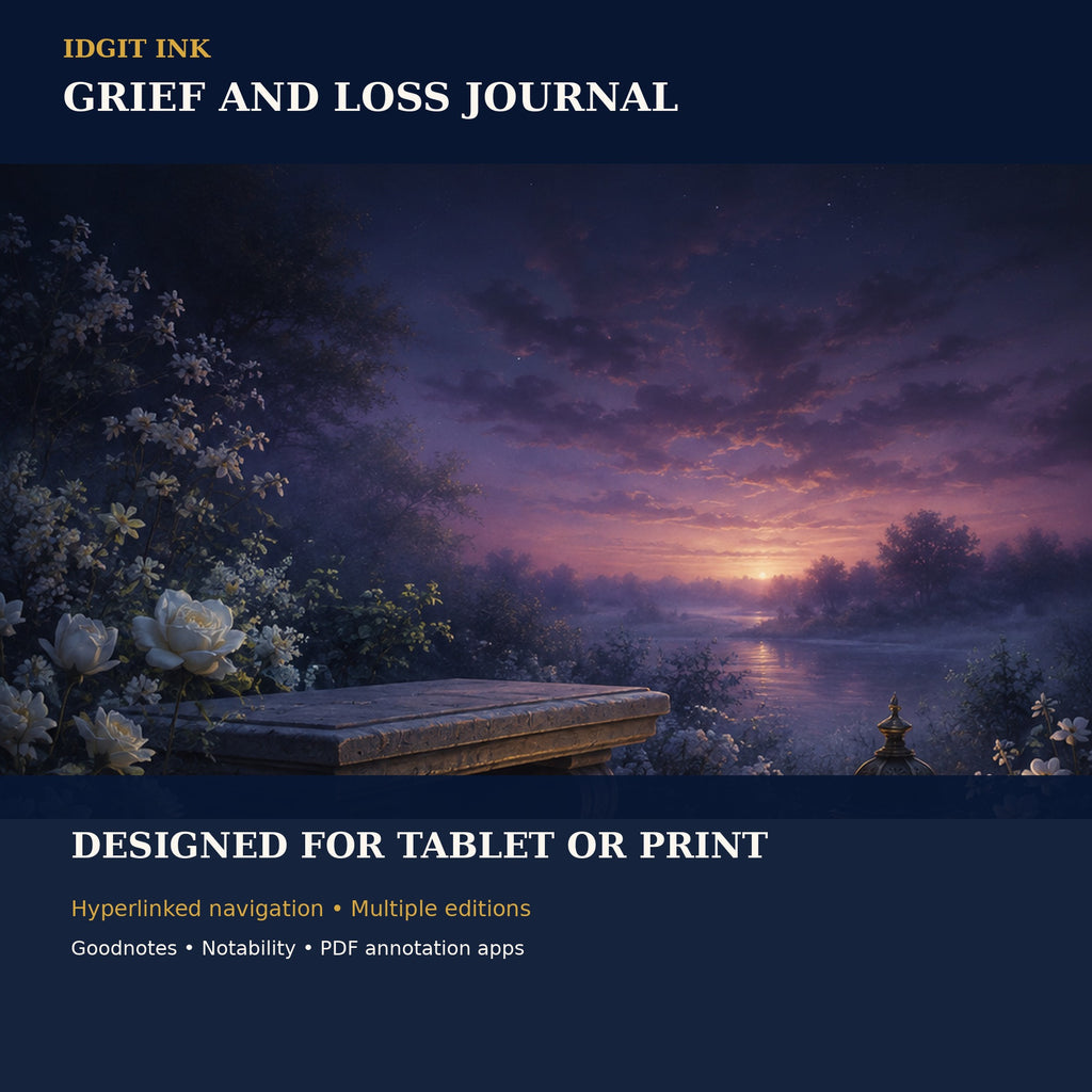 Idgit Ink Grief and Loss digital journal — 100 PNG digital stickers preview