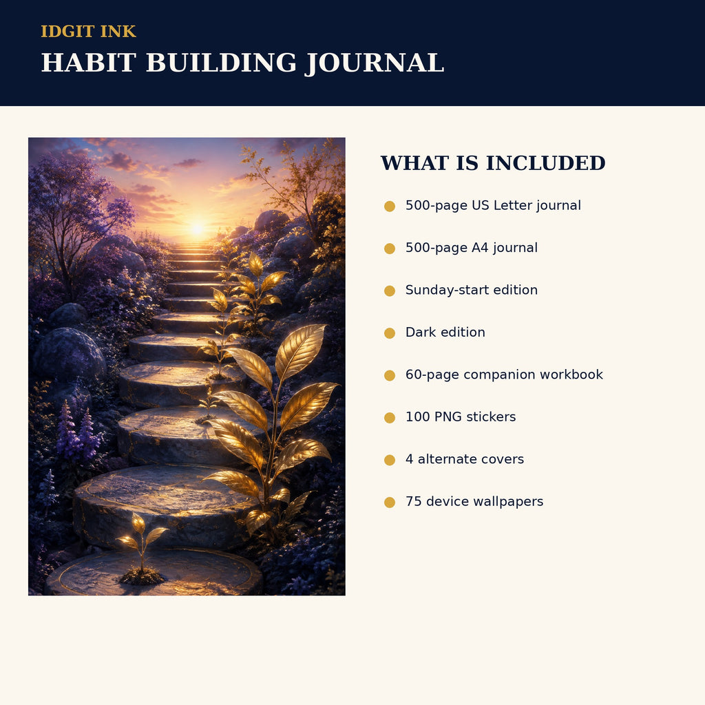 Idgit Ink Habit-Building digital journal — four alternate journal covers