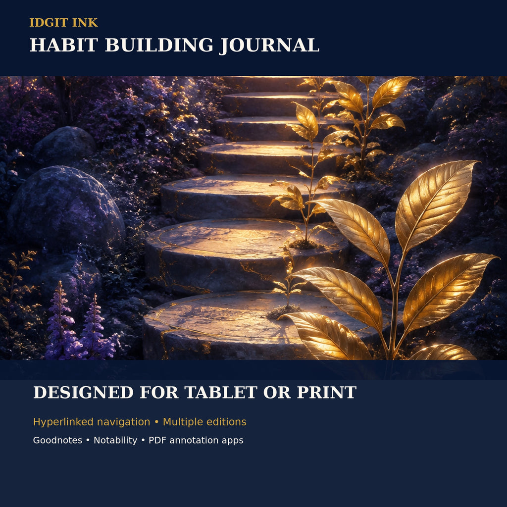 Idgit Ink Habit-Building digital journal — 100 PNG digital stickers preview