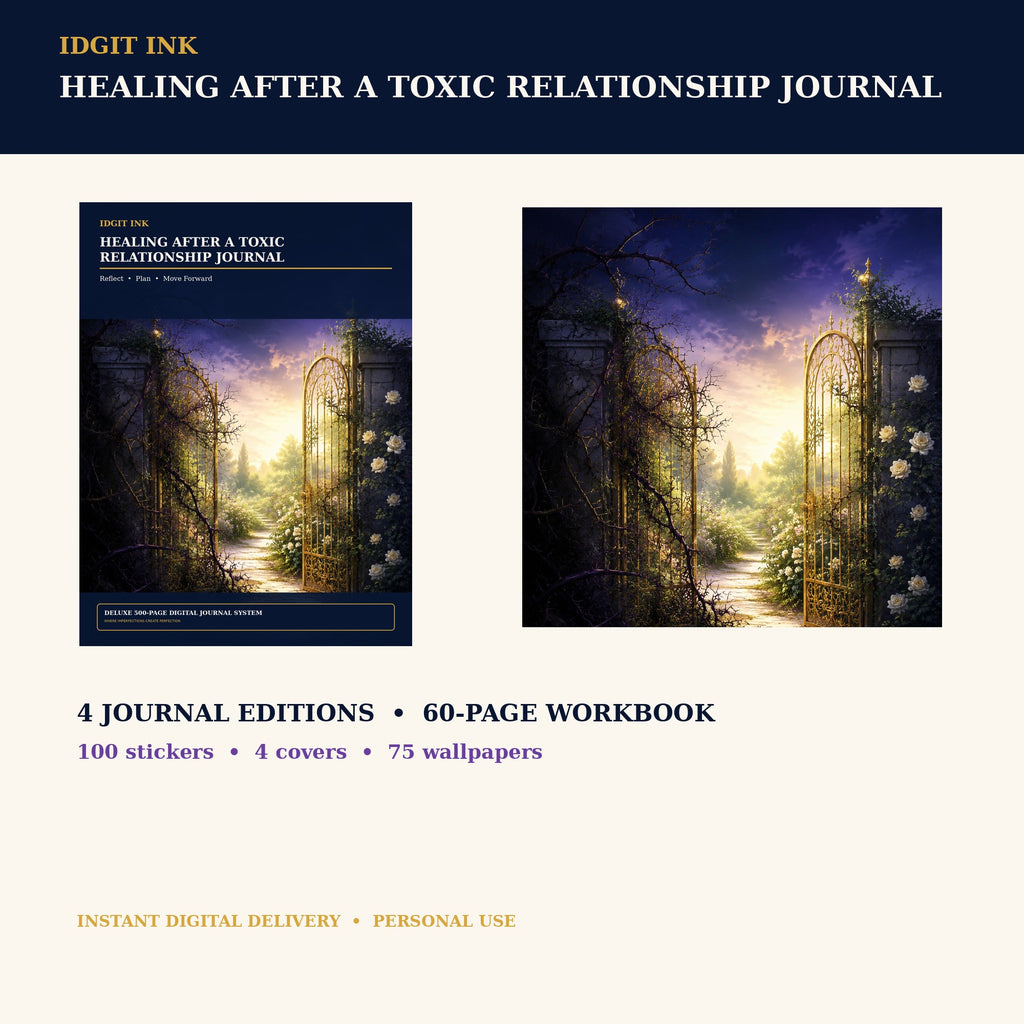 Idgit Ink Healing After a Toxic Relationship digital journal — complete deluxe journal bundle overview
