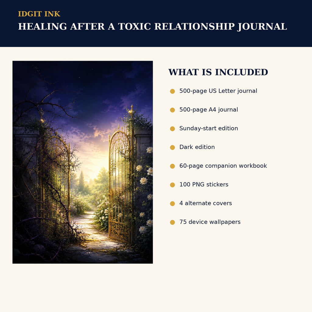 Idgit Ink Healing After a Toxic Relationship digital journal — four alternate journal covers