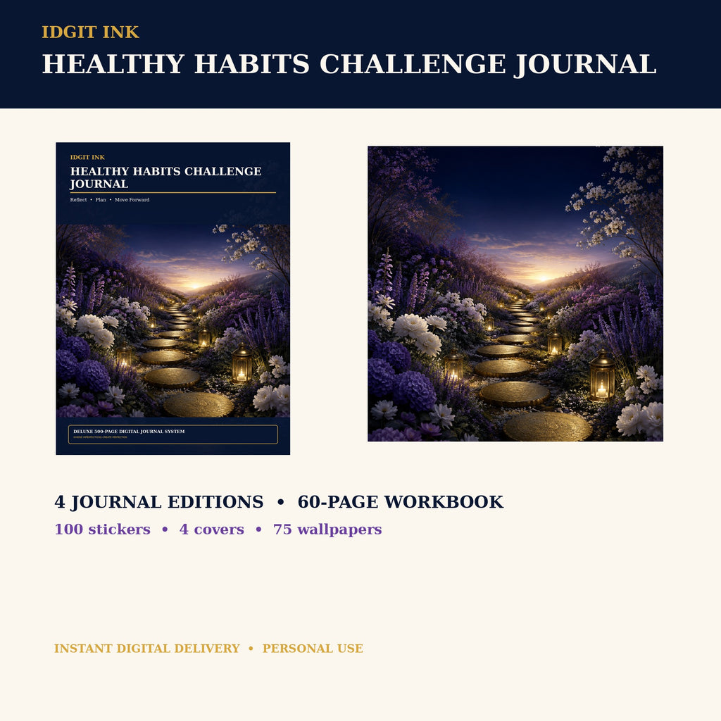 Idgit Ink Healthy-Habits Challenge digital journal — complete deluxe journal bundle overview