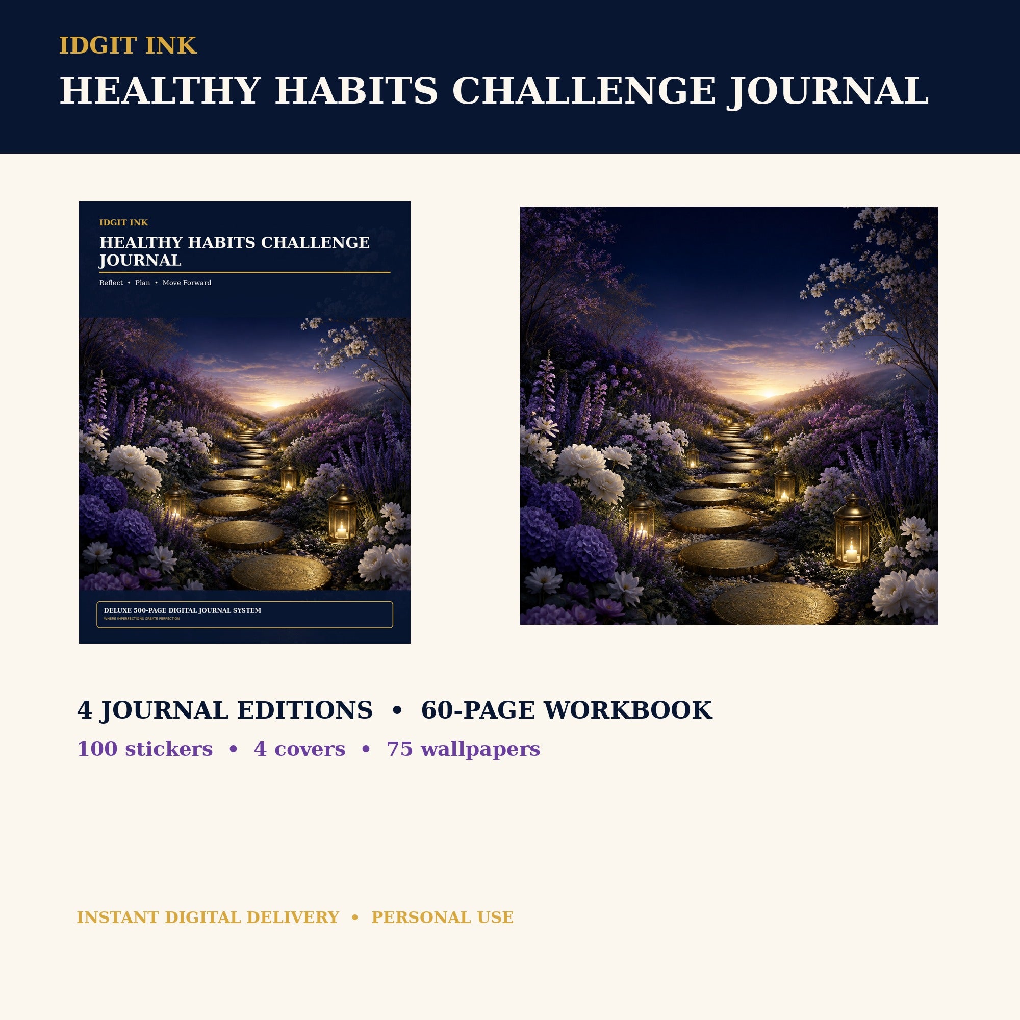 Idgit Ink Healthy-Habits Challenge digital journal — complete deluxe journal bundle overview