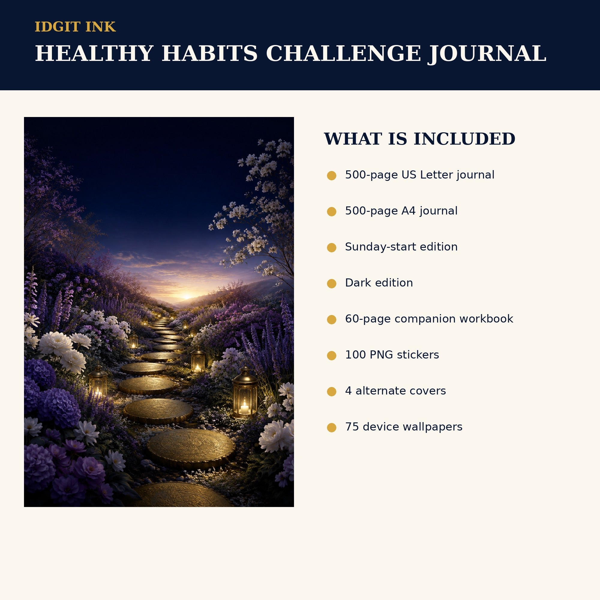 Idgit Ink Healthy-Habits Challenge digital journal — four alternate journal covers