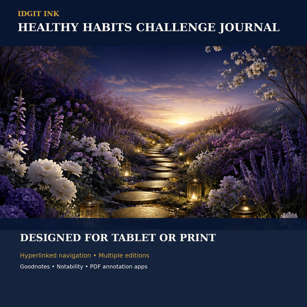 Idgit Ink Healthy-Habits Challenge digital journal — 100 PNG digital stickers preview