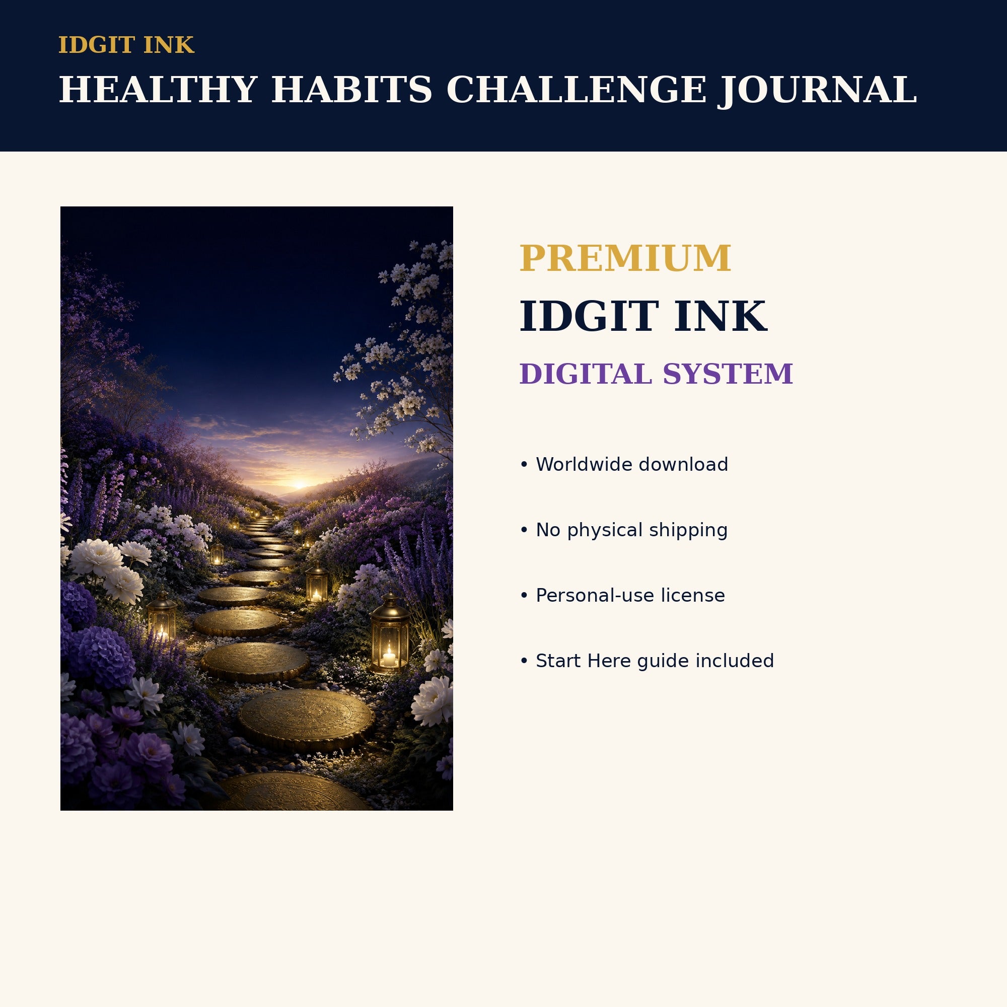 Idgit Ink Healthy-Habits Challenge digital journal — 75 device wallpapers preview