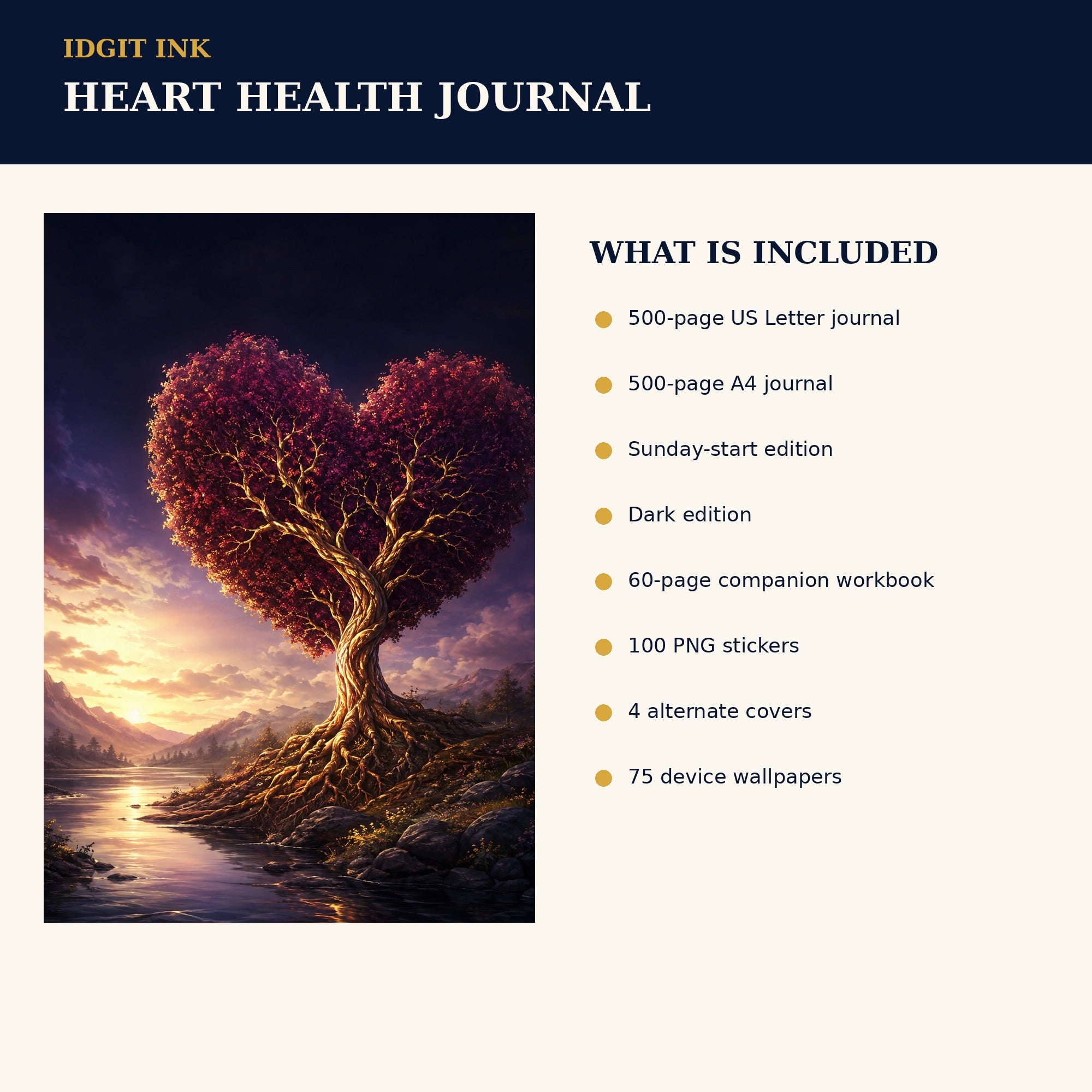 Idgit Ink Heart-Health digital journal — four alternate journal covers