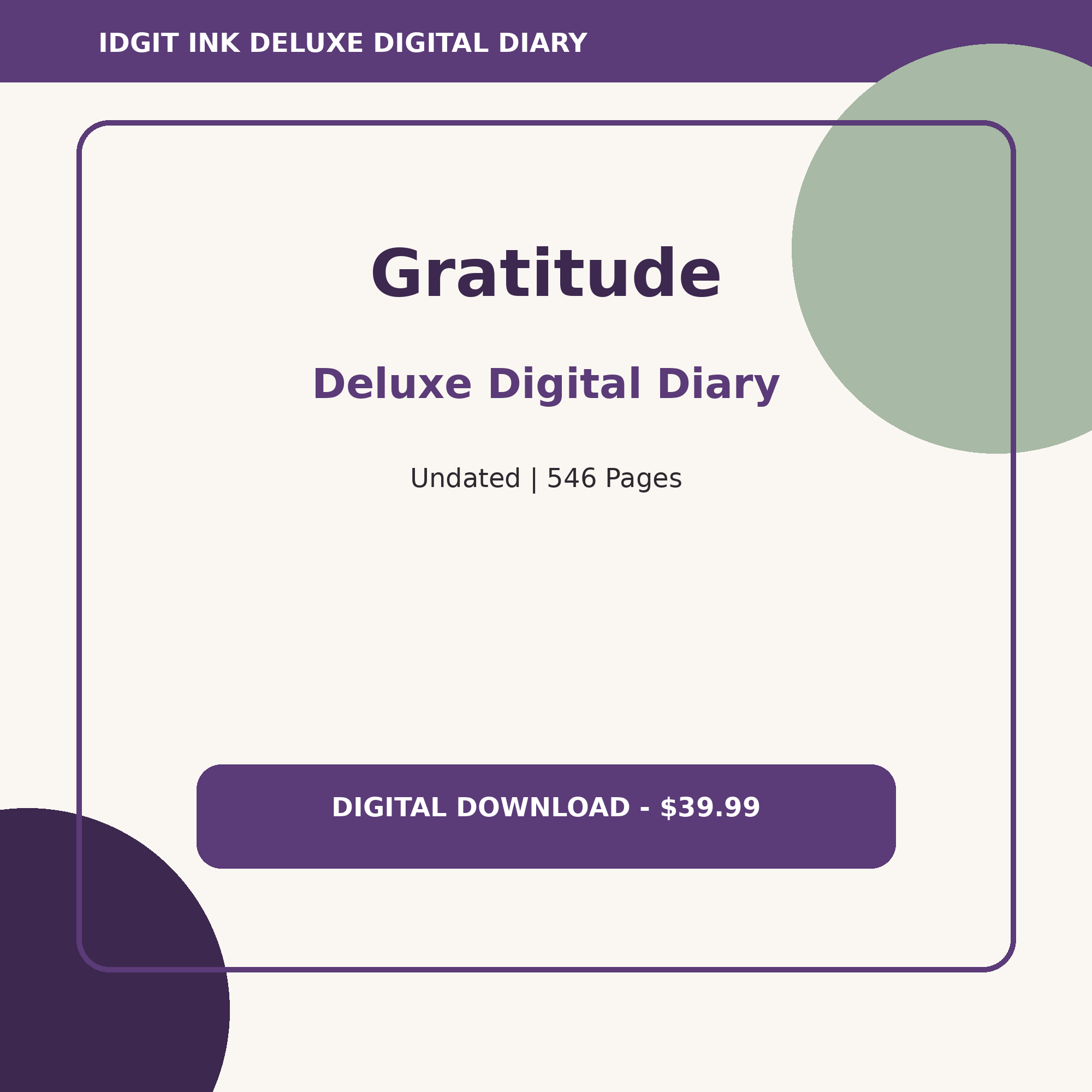 Gratitude Deluxe Digital Diary cover and title