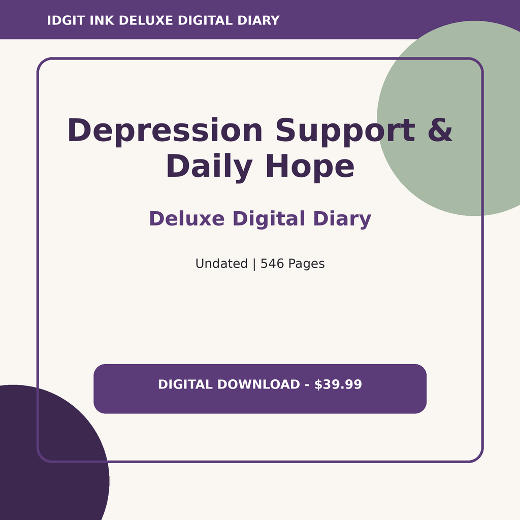 Depression Support & Daily Hope Deluxe Digital Diary cover and title