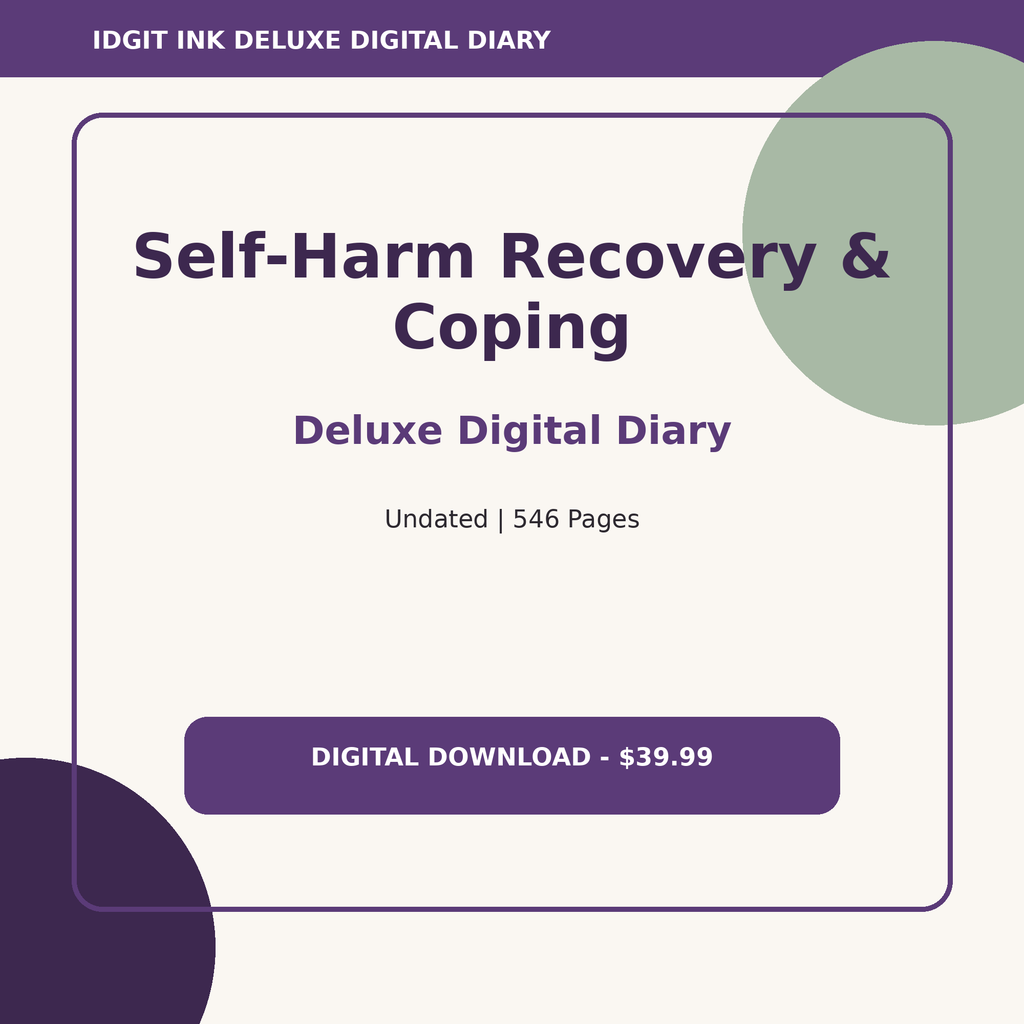 Self-Harm Recovery & Coping Deluxe Digital Diary cover and title