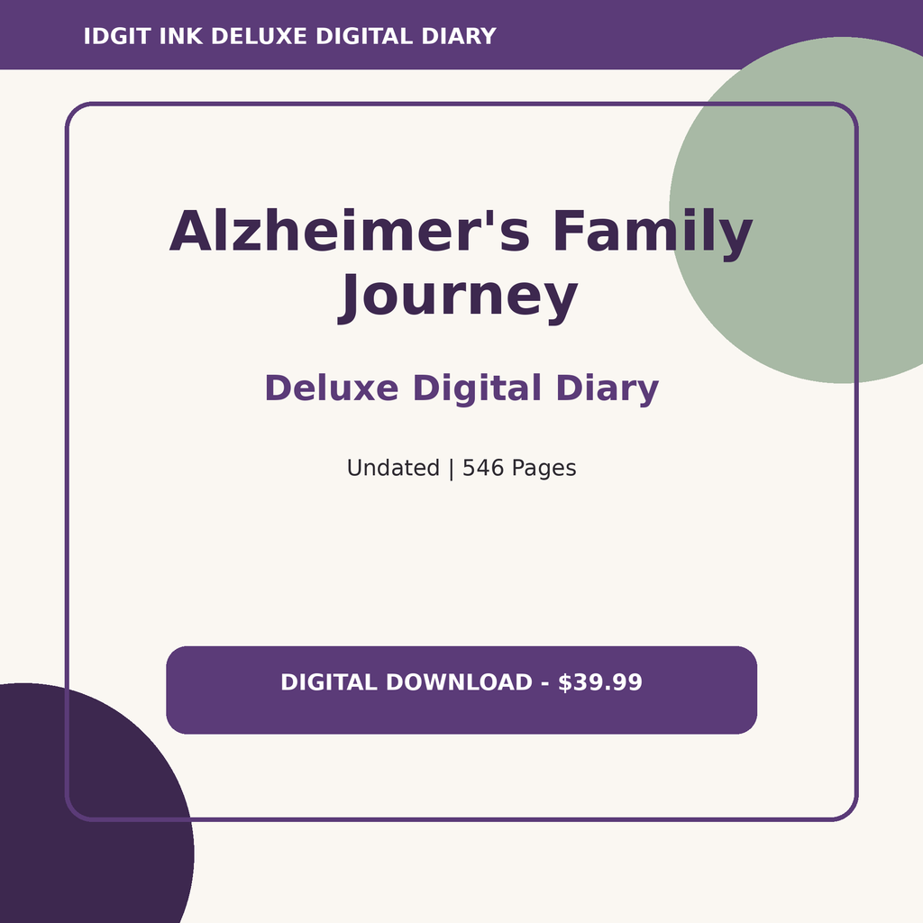 Alzheimer's Family Journey Deluxe Digital Diary cover and title