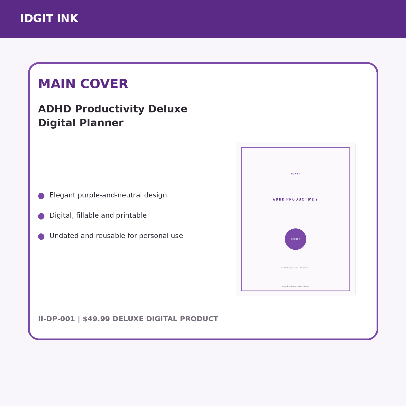 ADHD Productivity Deluxe Digital Planner listing image 1 of 10