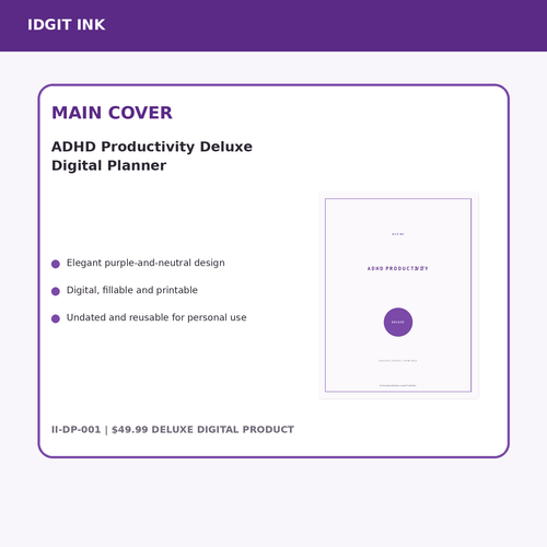 ADHD Productivity Deluxe Digital Planner listing image 1 of 10