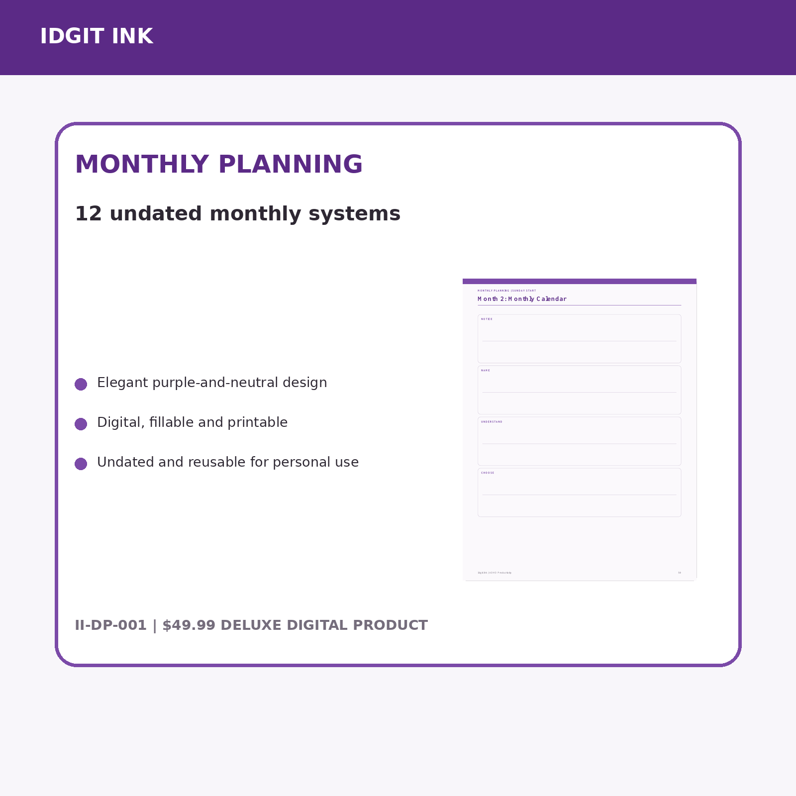 ADHD Productivity Deluxe Digital Planner listing image 3 of 10