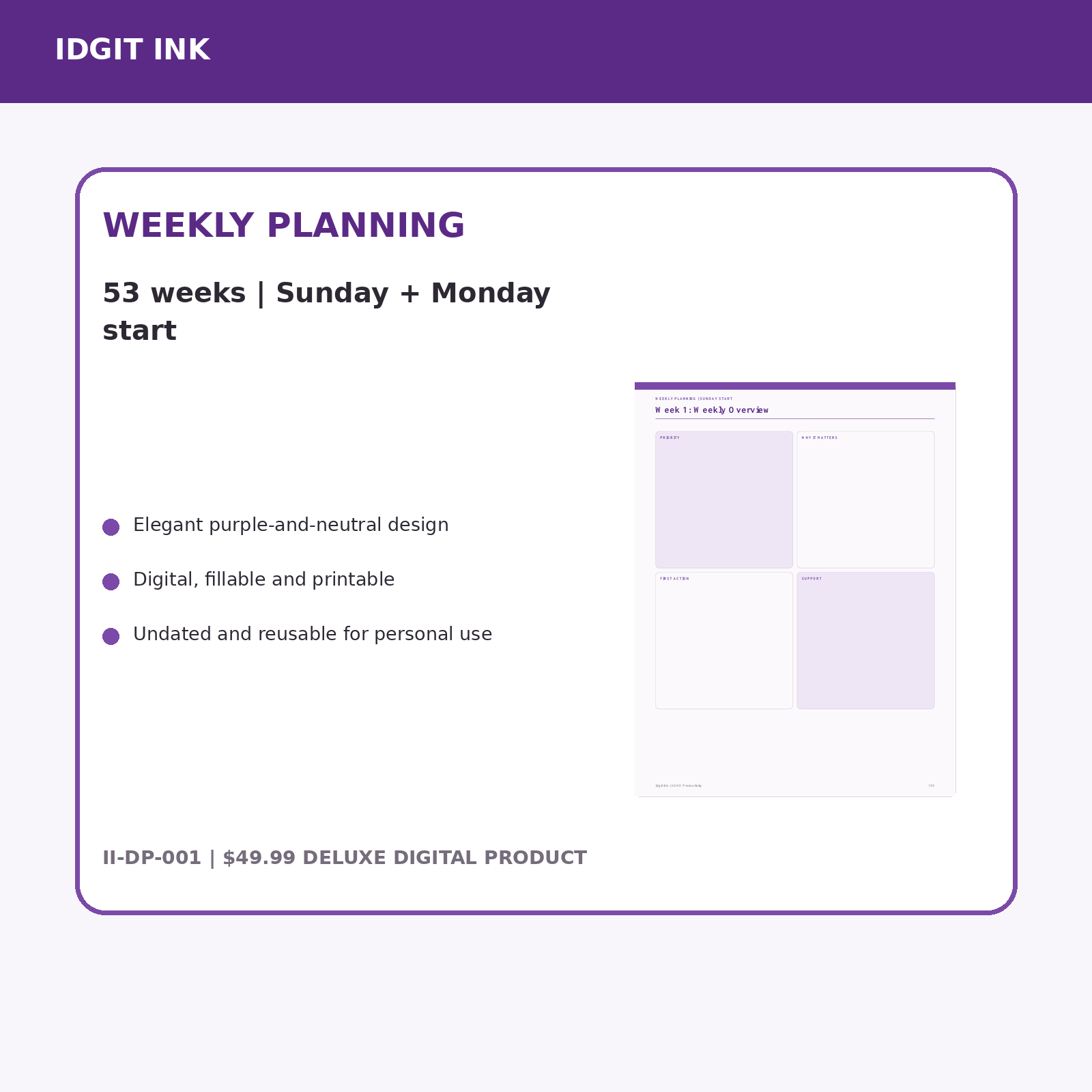 ADHD Productivity Deluxe Digital Planner listing image 4 of 10