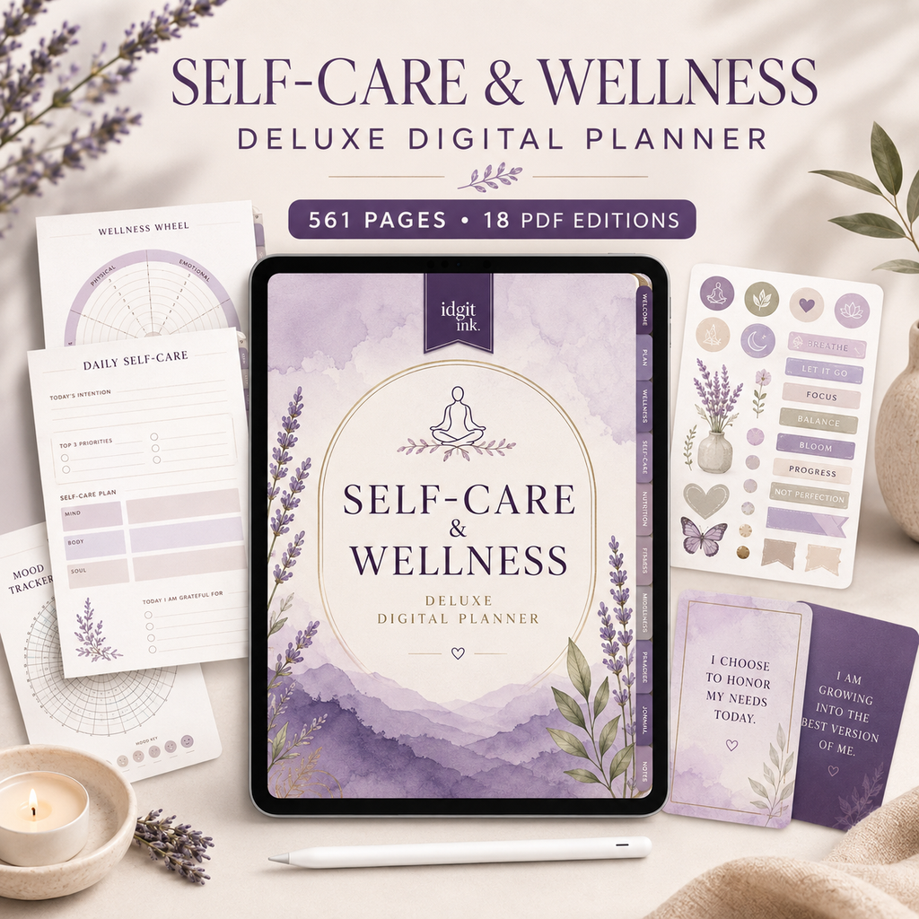 Self-Care and Wellness Deluxe Digital Planner listing image 1 of 10