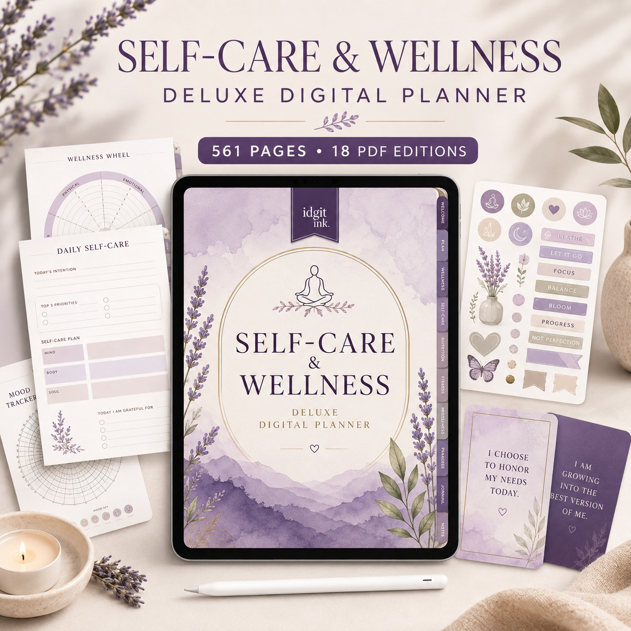 Self-Care and Wellness Deluxe Digital Planner listing image 1 of 10