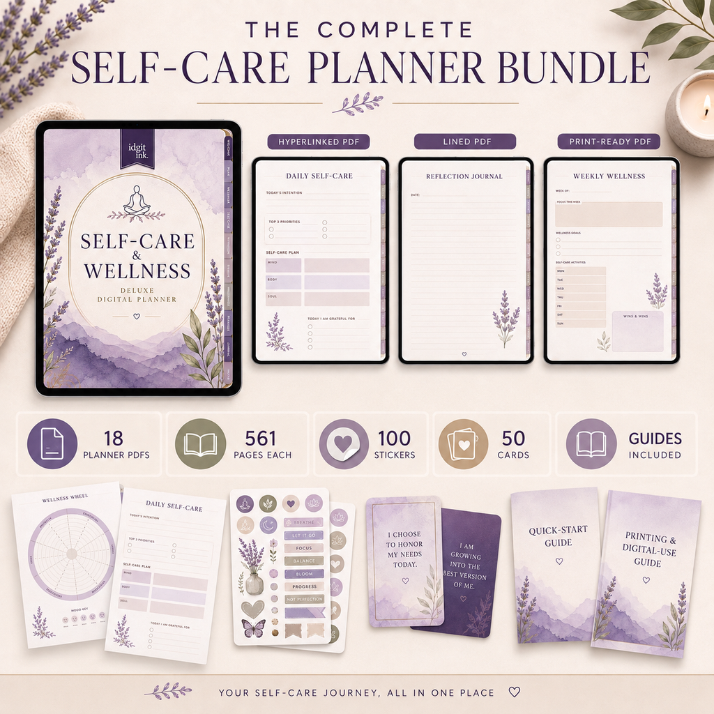 Self-Care and Wellness Deluxe Digital Planner listing image 2 of 10
