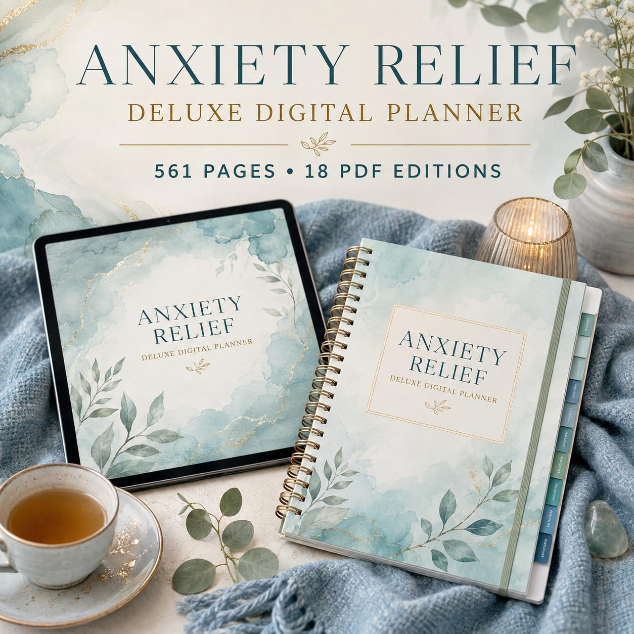 Anxiety Relief Deluxe Digital Planner and Coping Toolkit listing image 1 of 10