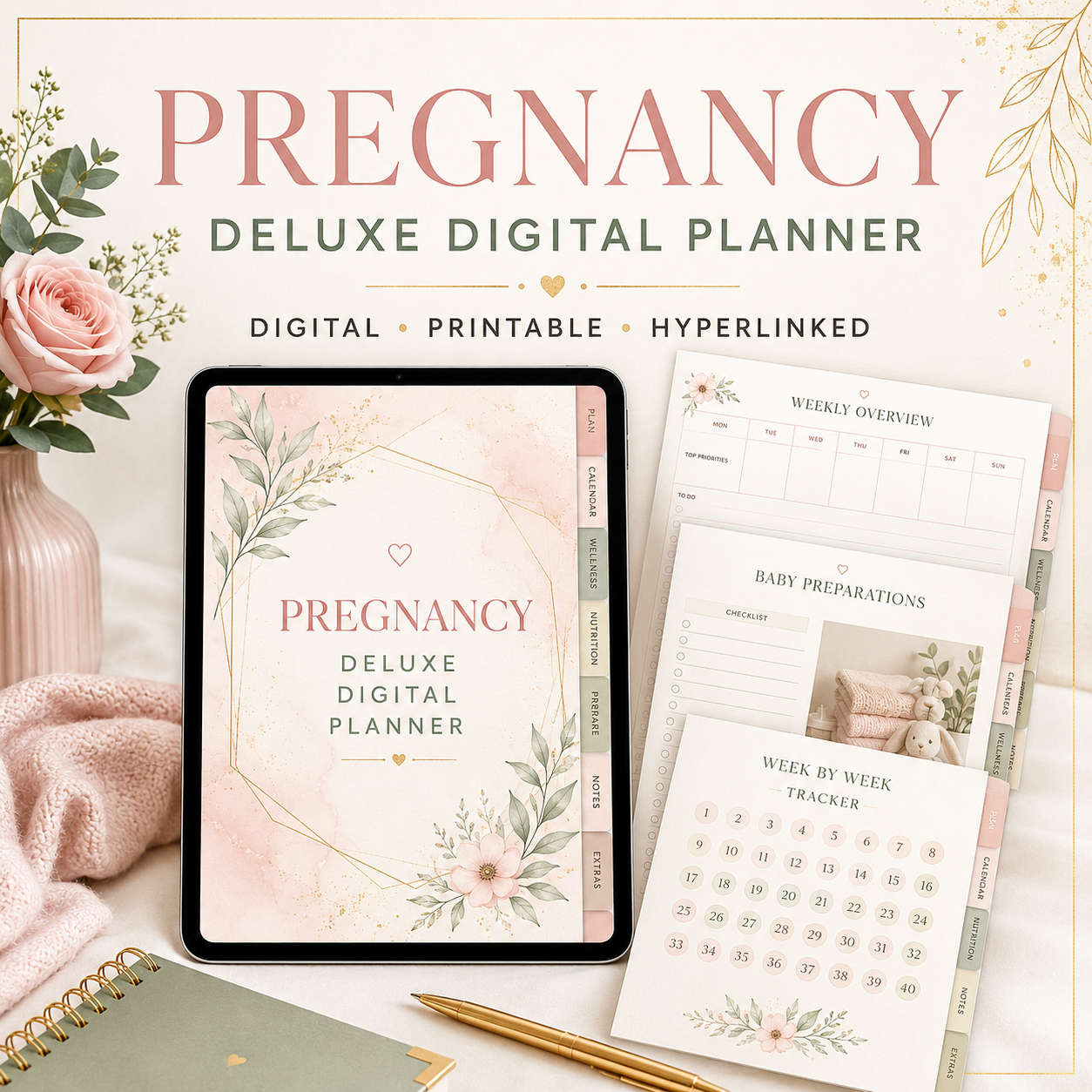Pregnancy Journey Deluxe Digital Planner and Keepsake listing image 1 of 10