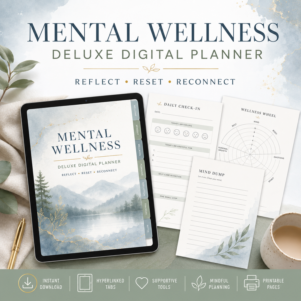 Mental Wellness Check-In Deluxe Digital Planner listing image 1 of 10