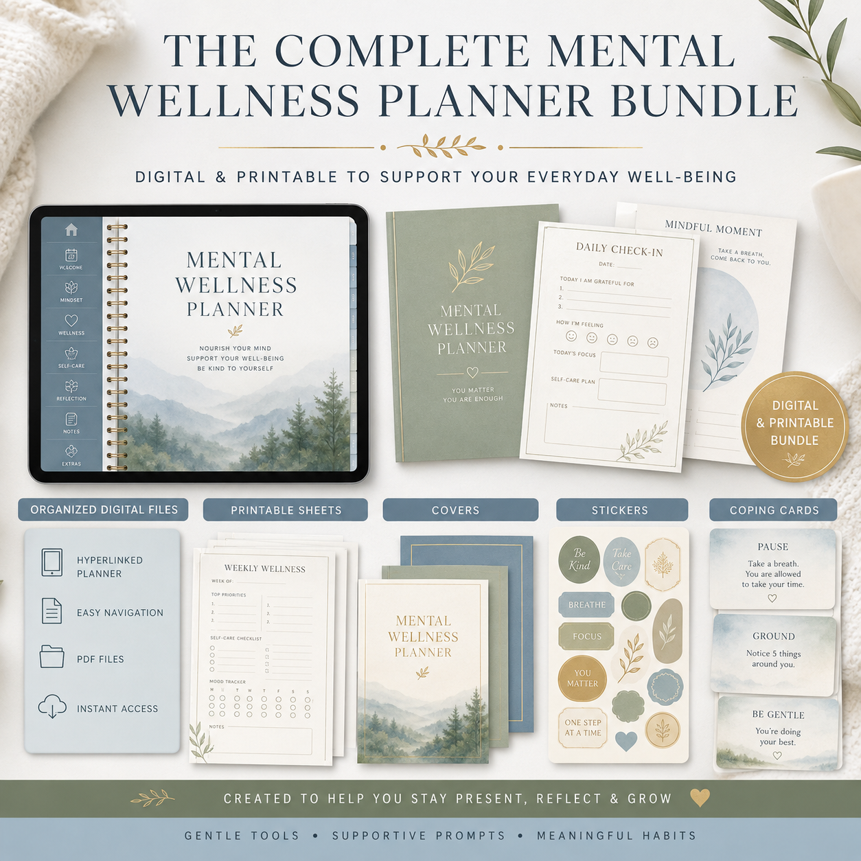 Mental Wellness Check-In Deluxe Digital Planner listing image 2 of 10