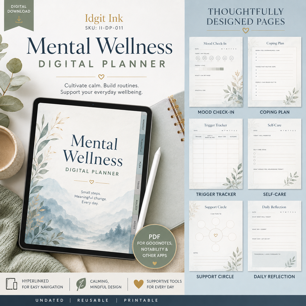 Mental Wellness Check-In Deluxe Digital Planner listing image 4 of 10
