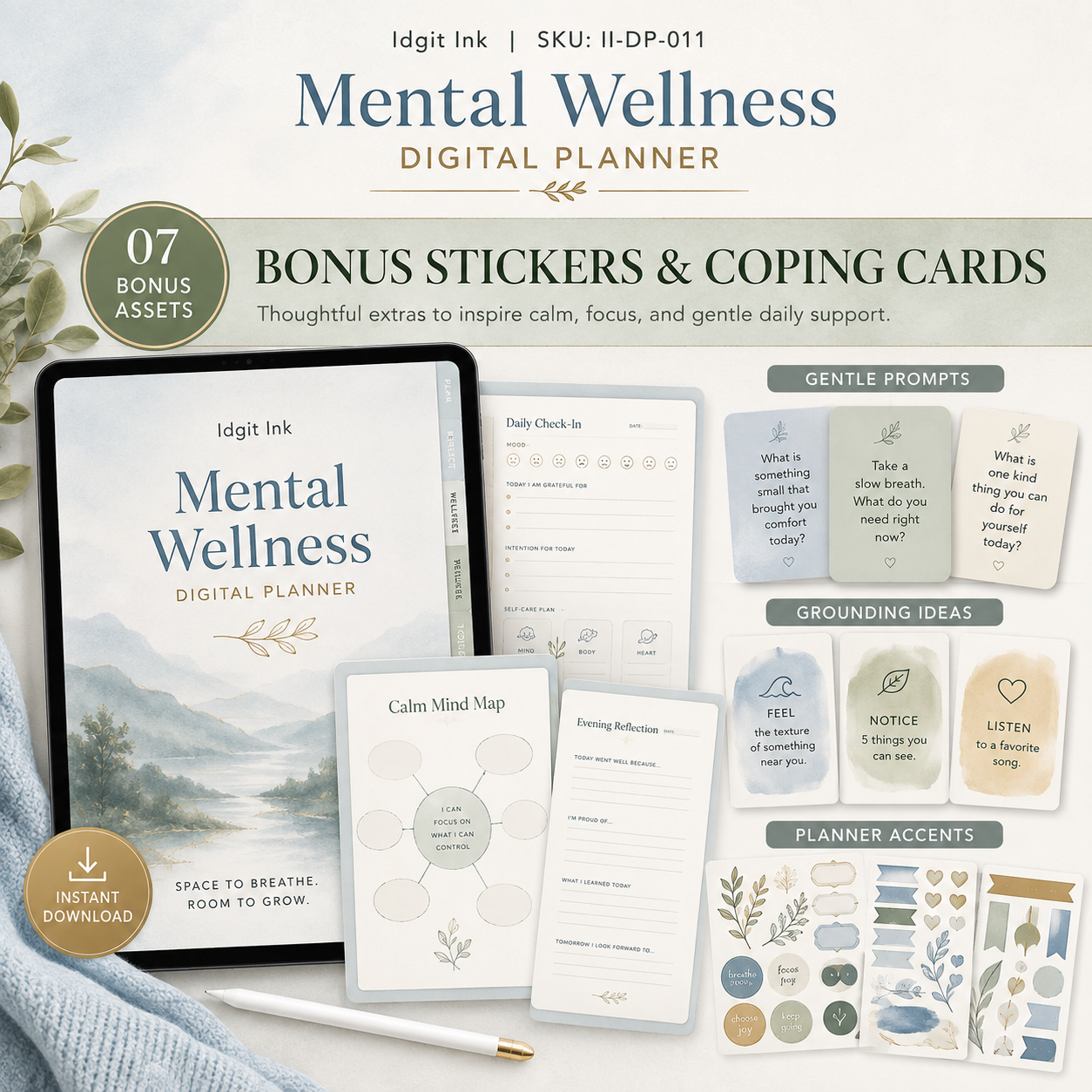 Mental Wellness Check-In Deluxe Digital Planner listing image 7 of 10