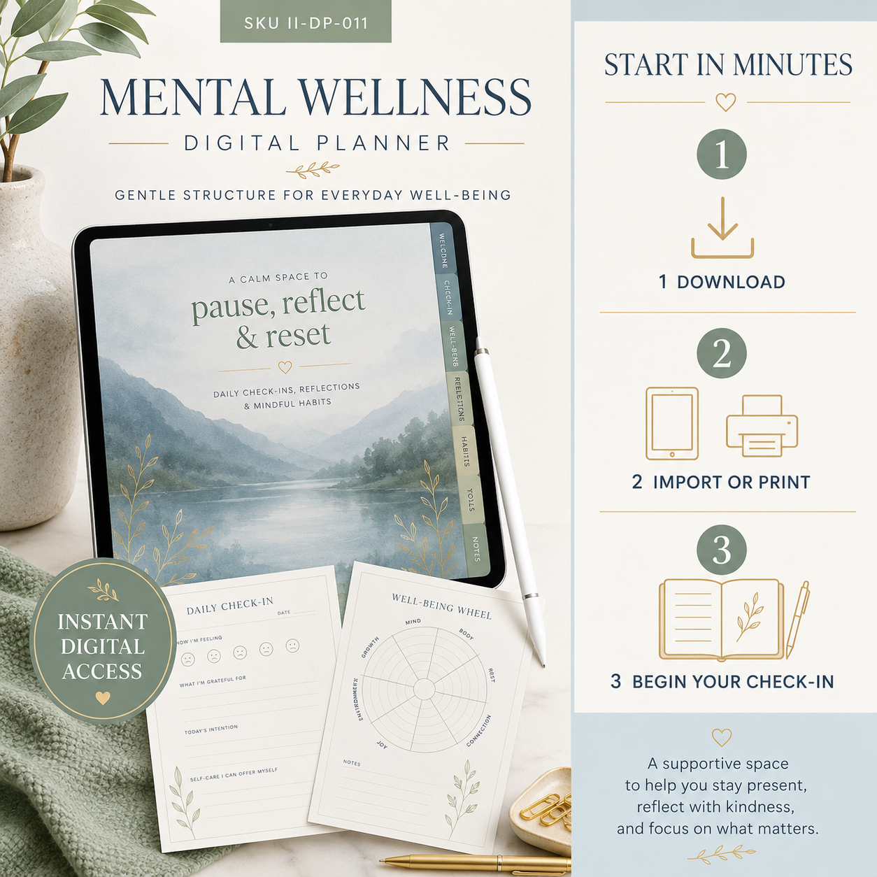 Mental Wellness Check-In Deluxe Digital Planner listing image 9 of 10