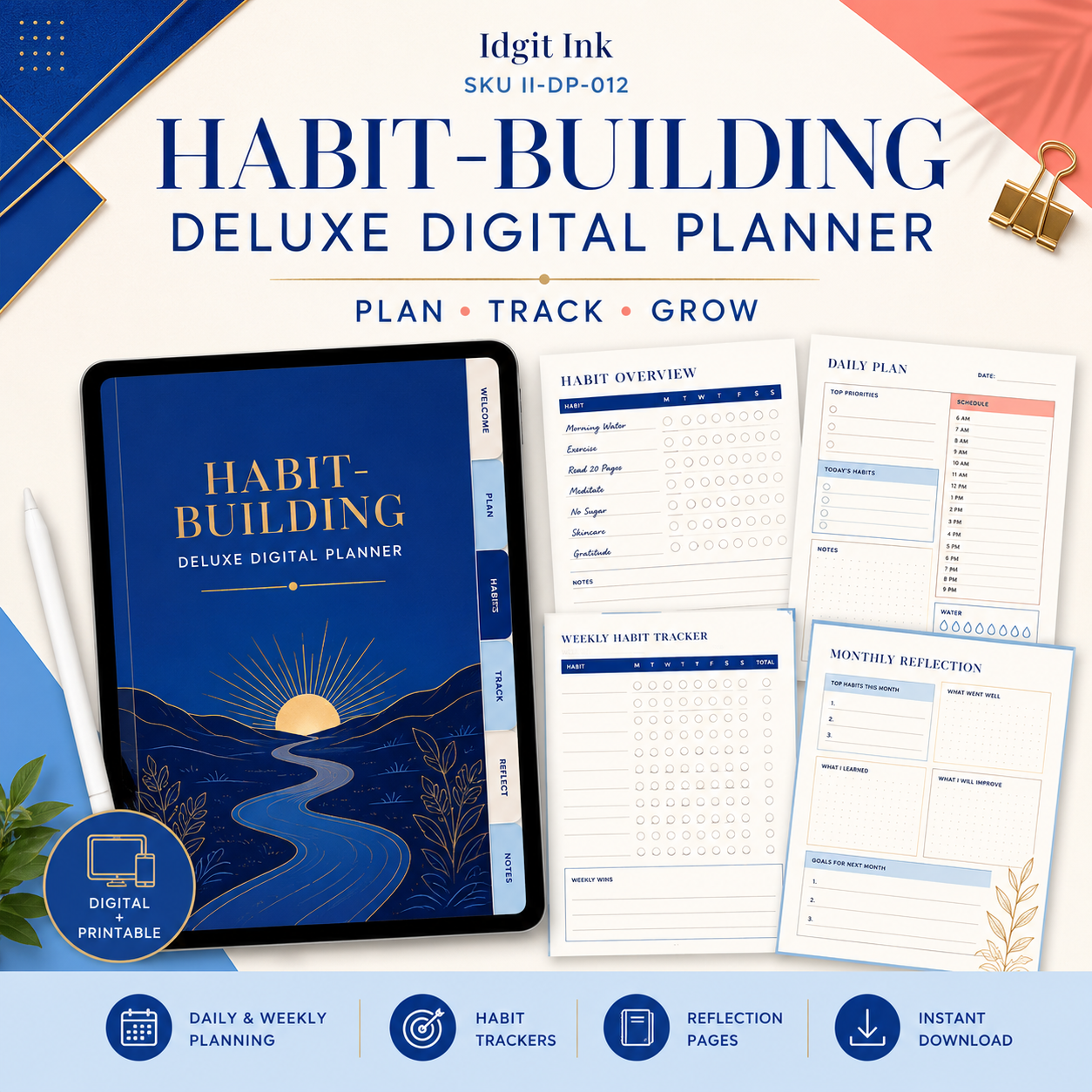 Habit-Building Deluxe Digital Planner and Tracker Bundle listing image 1 of 10