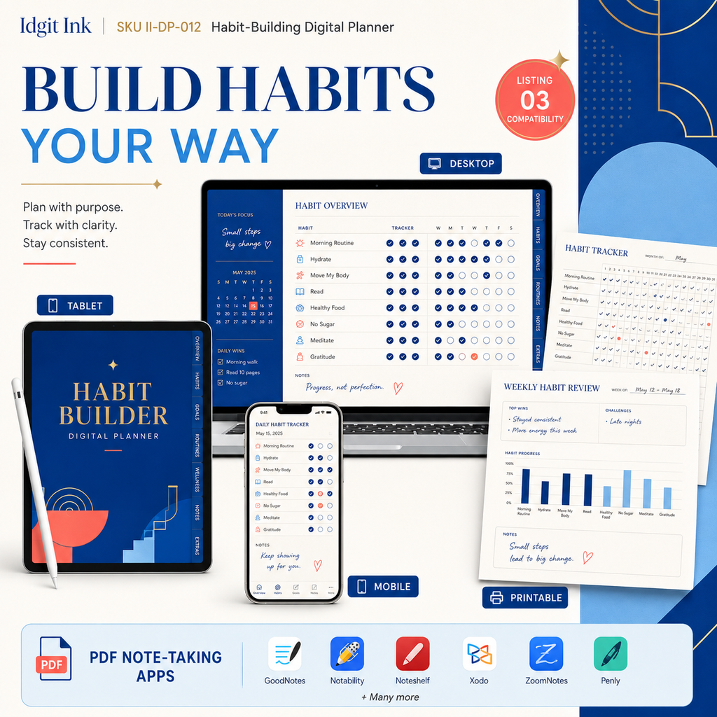 Habit-Building Deluxe Digital Planner and Tracker Bundle listing image 3 of 10