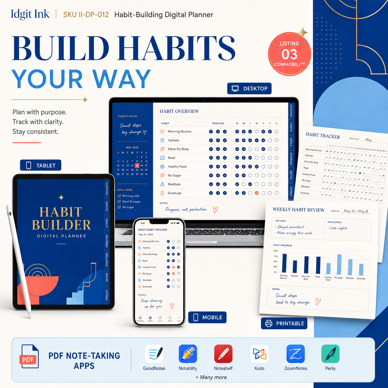 Habit-Building Deluxe Digital Planner and Tracker Bundle listing image 3 of 10