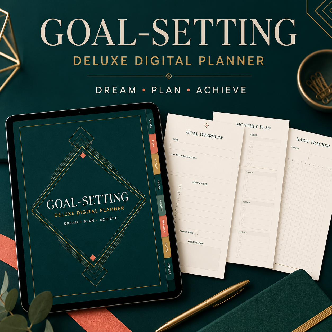 Goal-Setting and Achievement Deluxe Digital Planner listing image 1 of 10