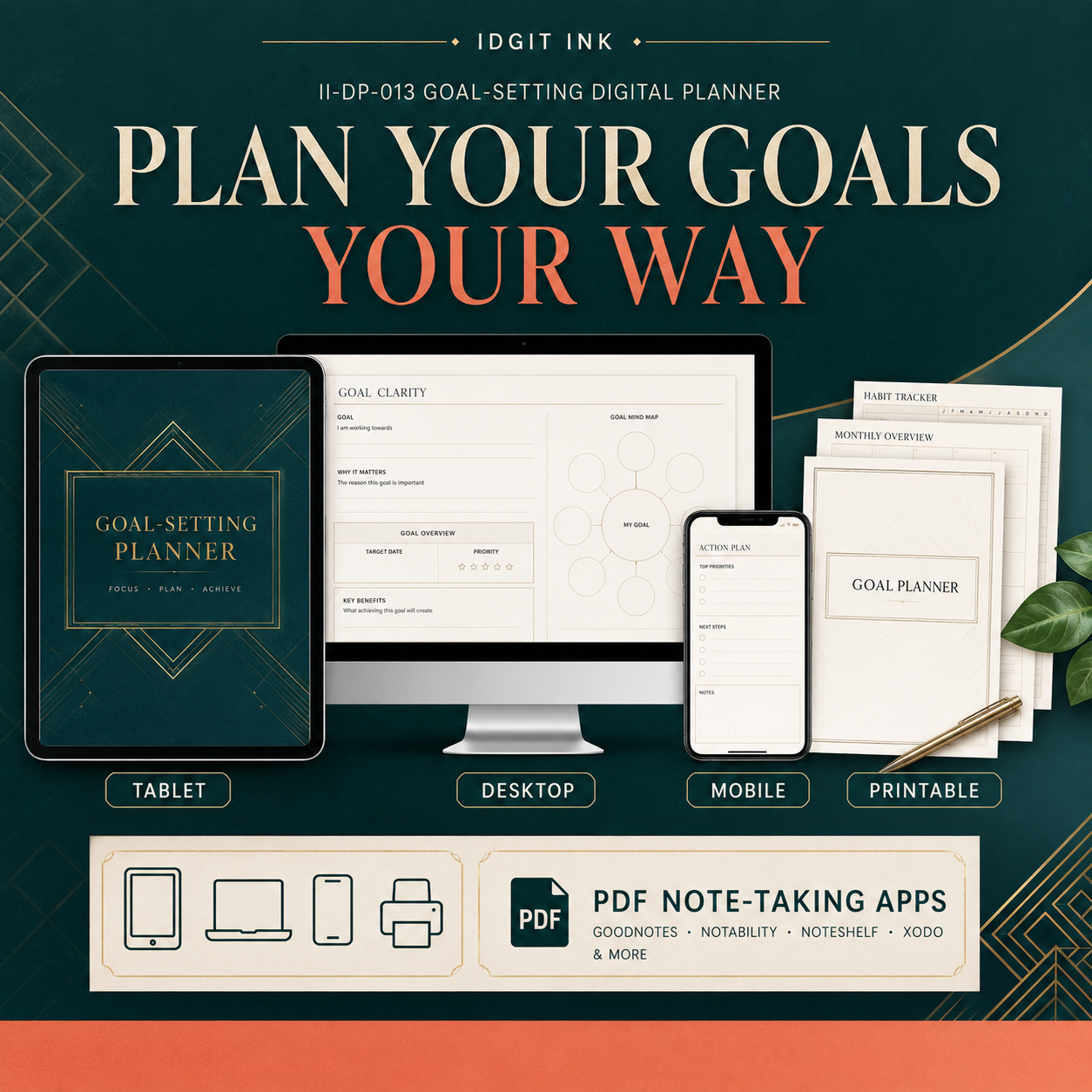 Goal-Setting and Achievement Deluxe Digital Planner listing image 3 of 10