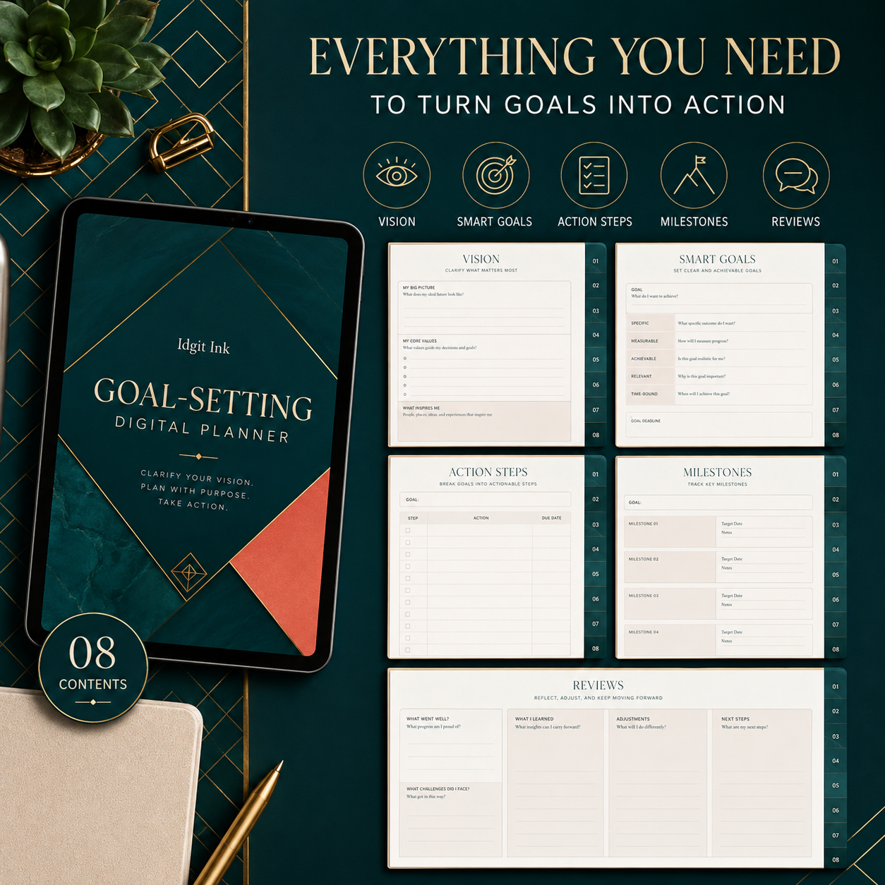 Goal-Setting and Achievement Deluxe Digital Planner listing image 9 of 10