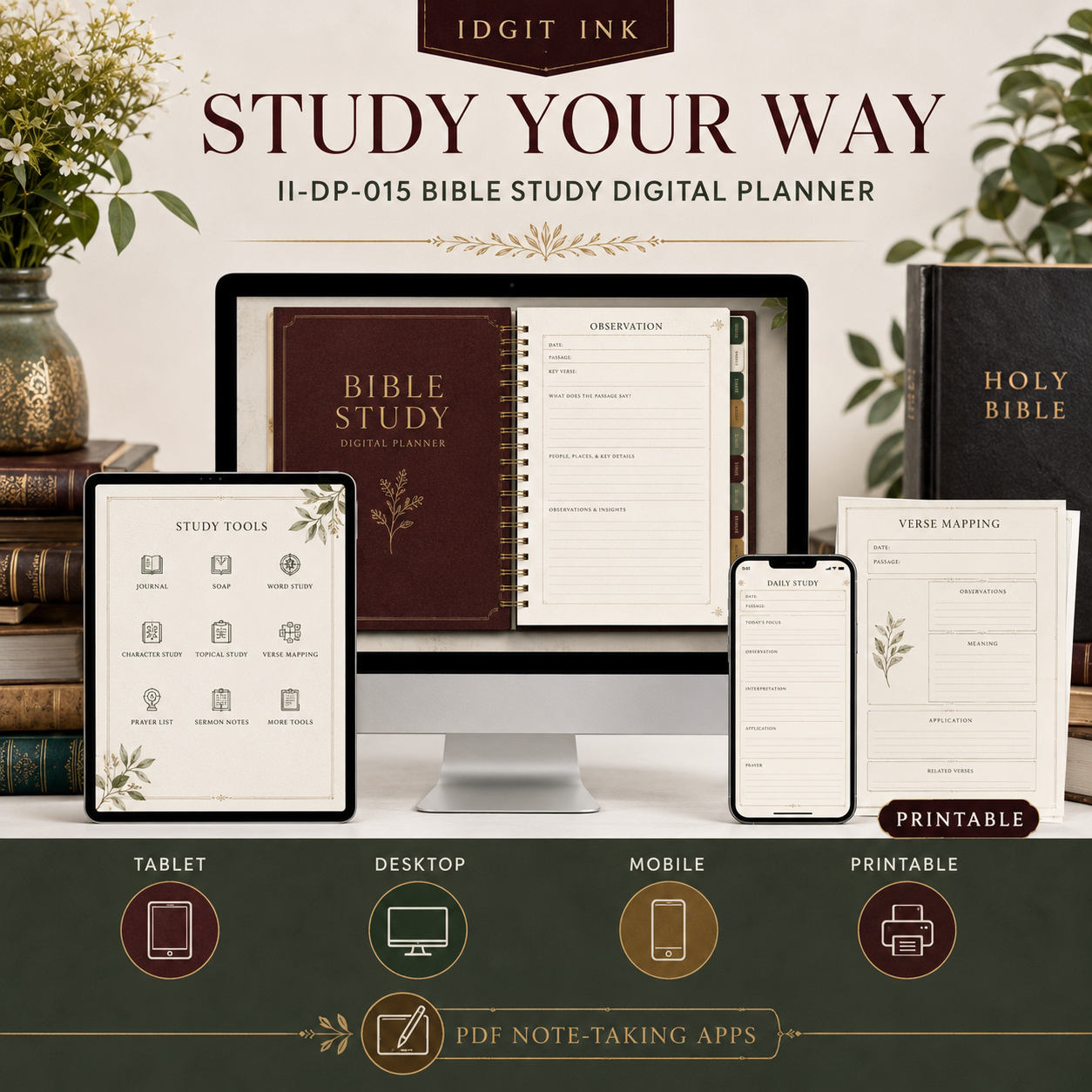 Bible Study Deluxe Digital Planner and Study Toolkit listing image 3 of 10
