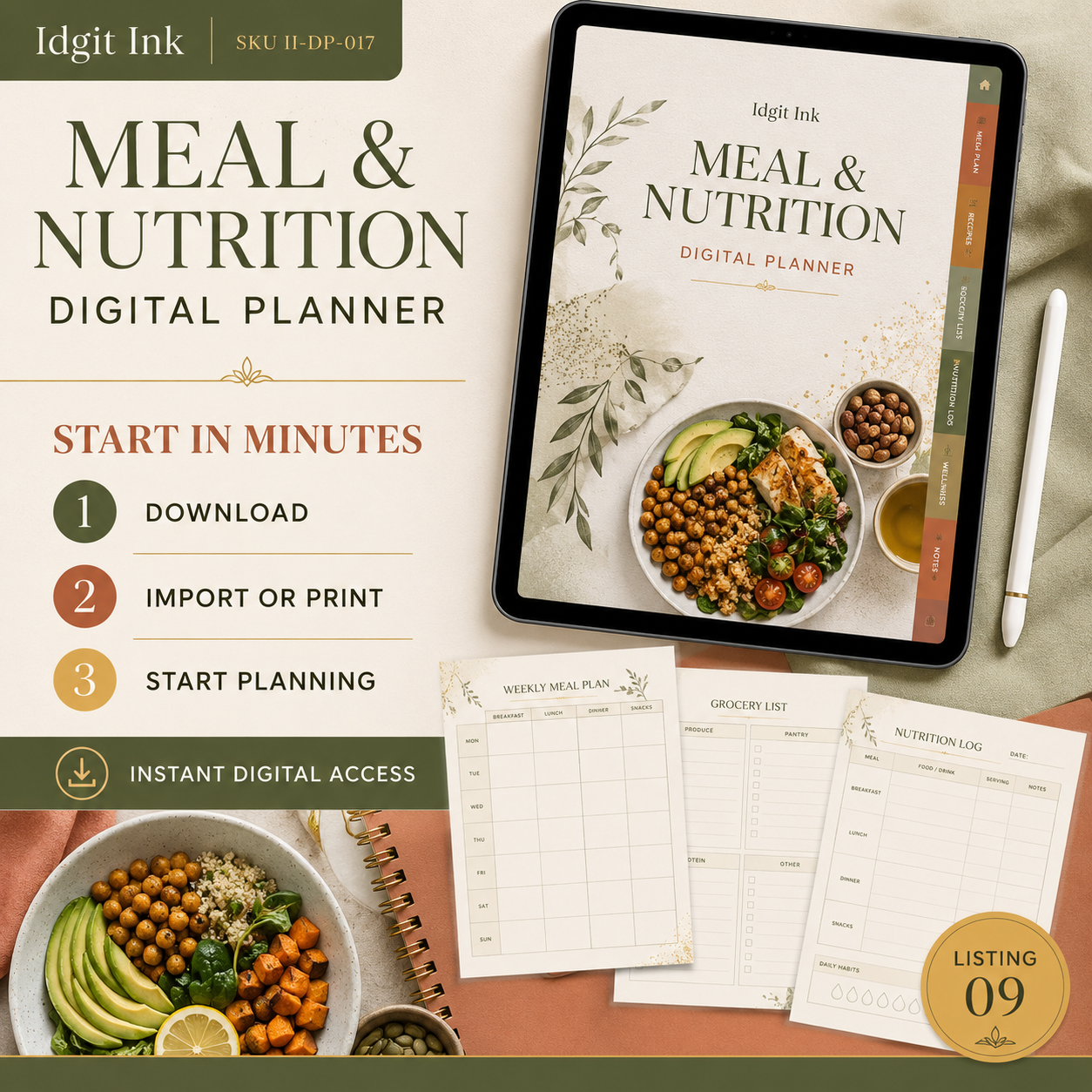 Meal and Nutrition Deluxe Digital Planner — listing image 09