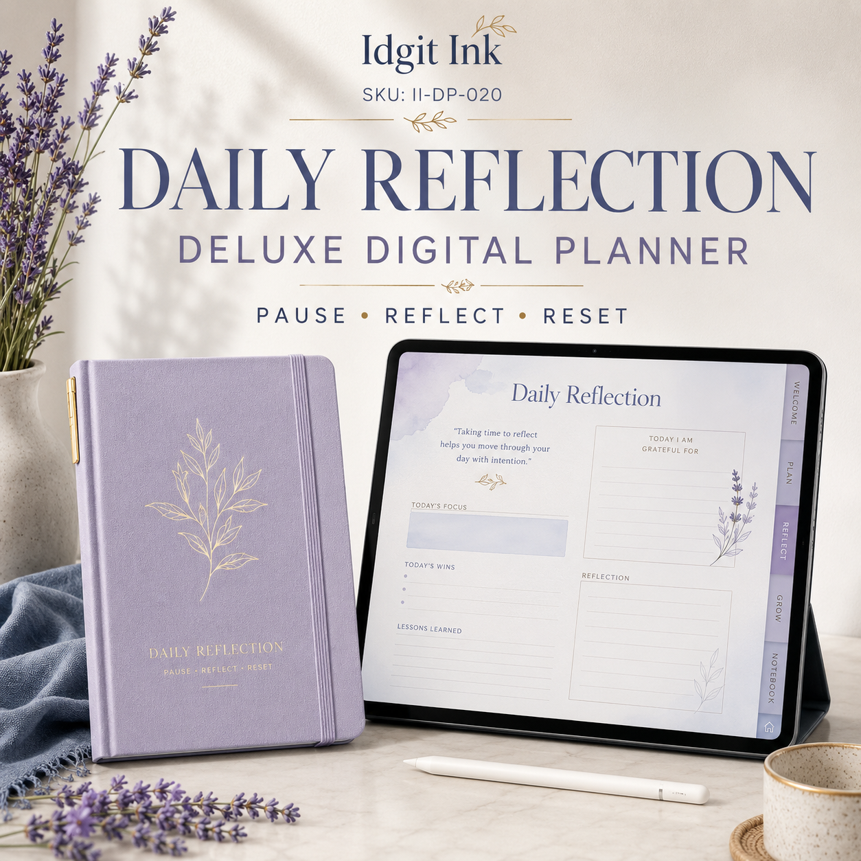 Daily Reflection Deluxe Digital Planner and Guided Journal — listing image 01