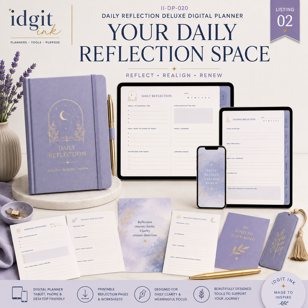 Daily Reflection Deluxe Digital Planner and Guided Journal — listing image 02