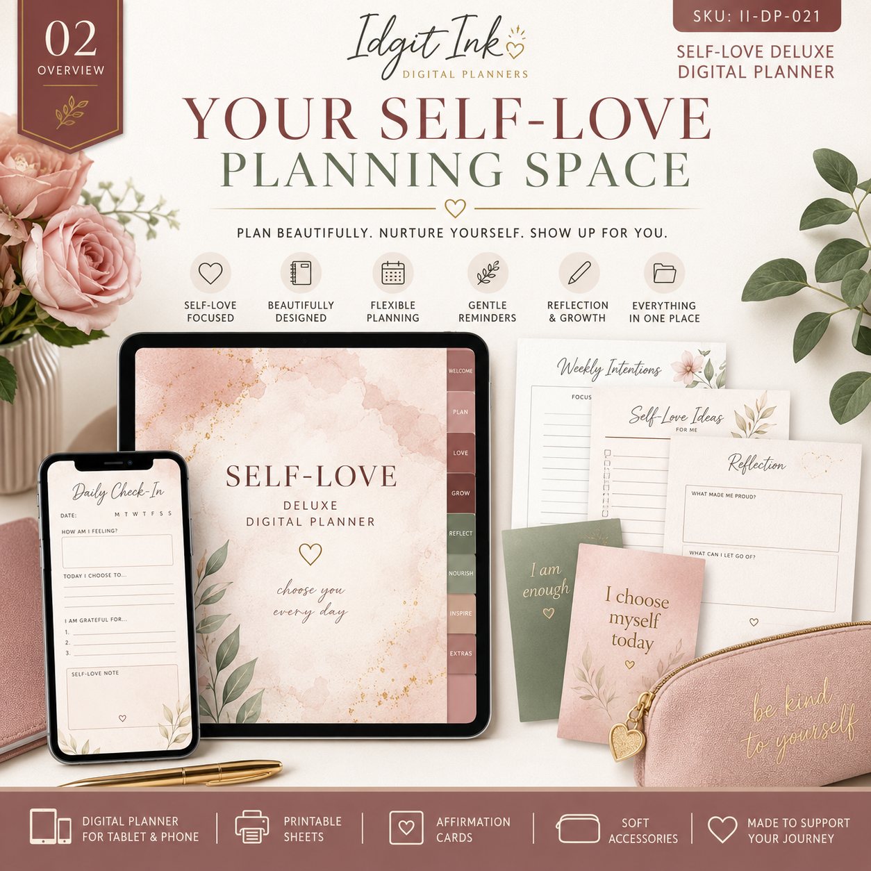 Self-Love Deluxe Digital Planner and Reflection Bundle — listing image 02