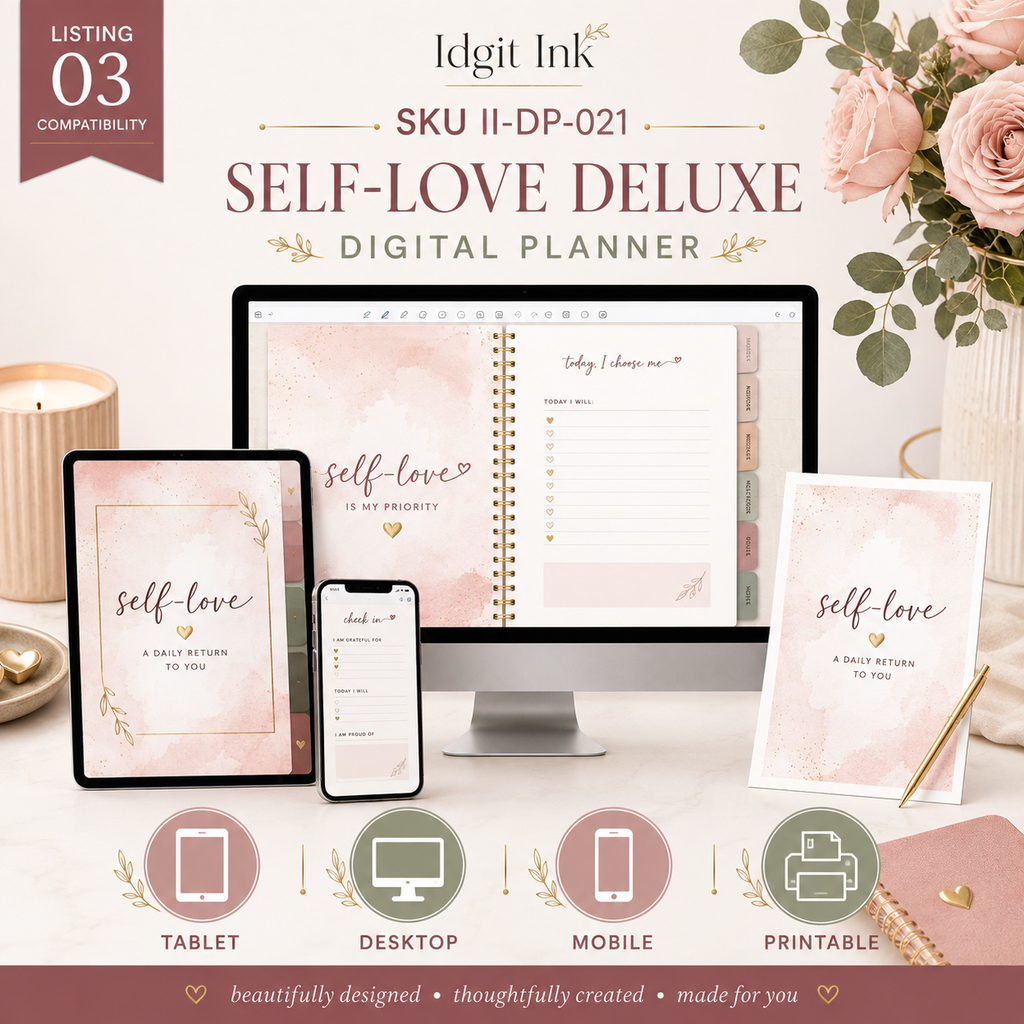 Self-Love Deluxe Digital Planner and Reflection Bundle — listing image 03
