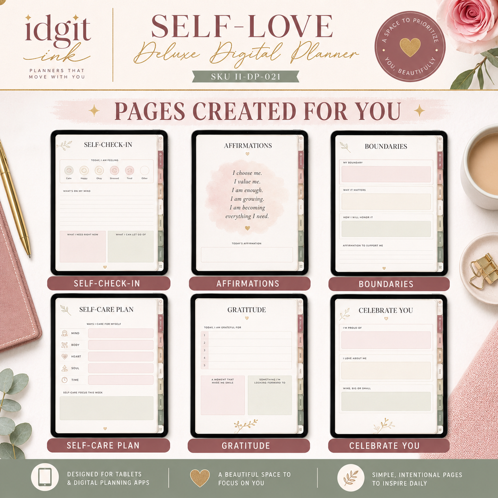 Self-Love Deluxe Digital Planner and Reflection Bundle — listing image 04