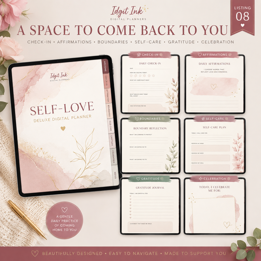 Self-Love Deluxe Digital Planner and Reflection Bundle — listing image 09